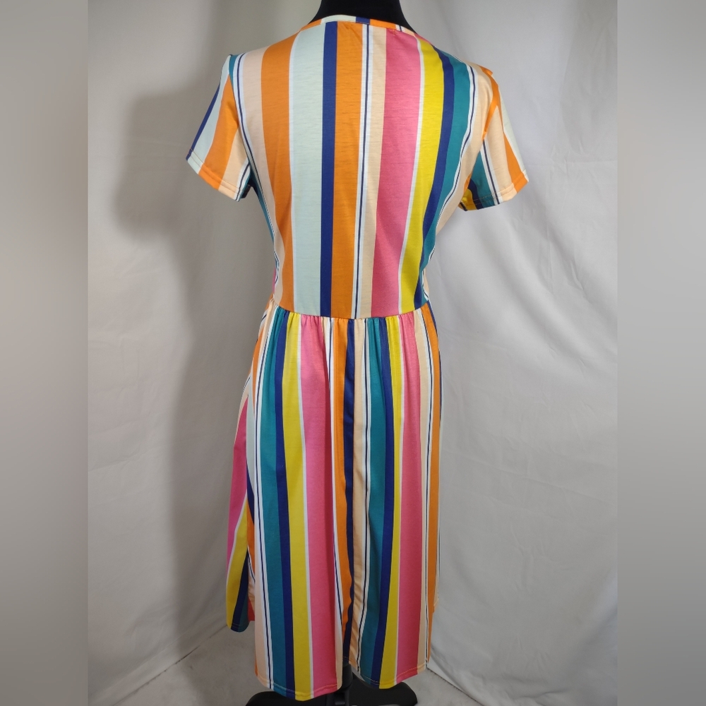 Ouges Women's Multi-Colored Striped Button Down S… - image 3